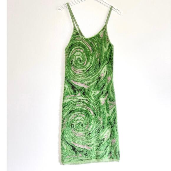 House Of Sunny Hot Springs Hockey Mini Knitted Dress in Grass Green Size 6 - Picture 2 of 14